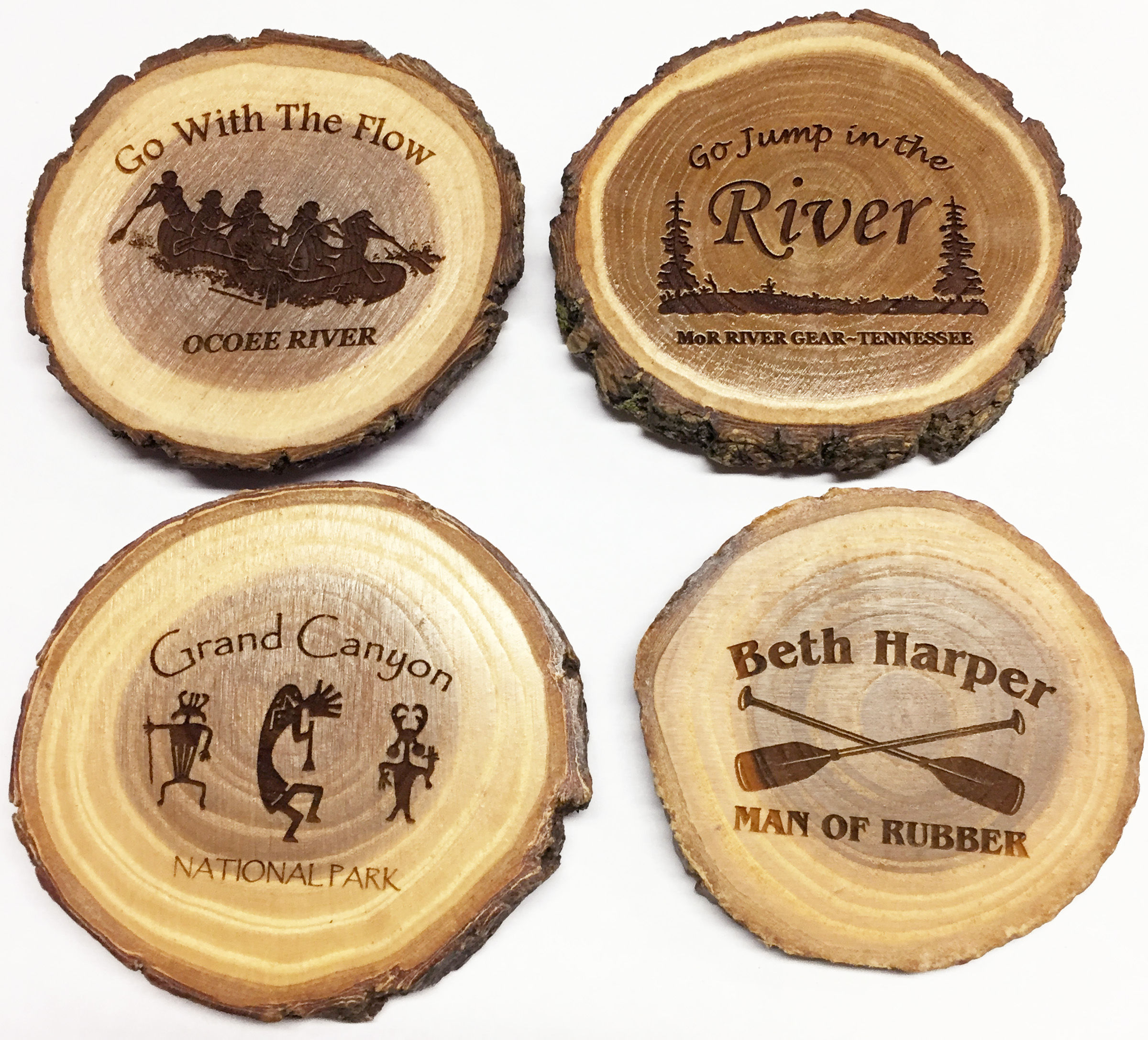 Custom Wooden Engraved Round Live Edge Magnets - Custom Wooden Magnets ...