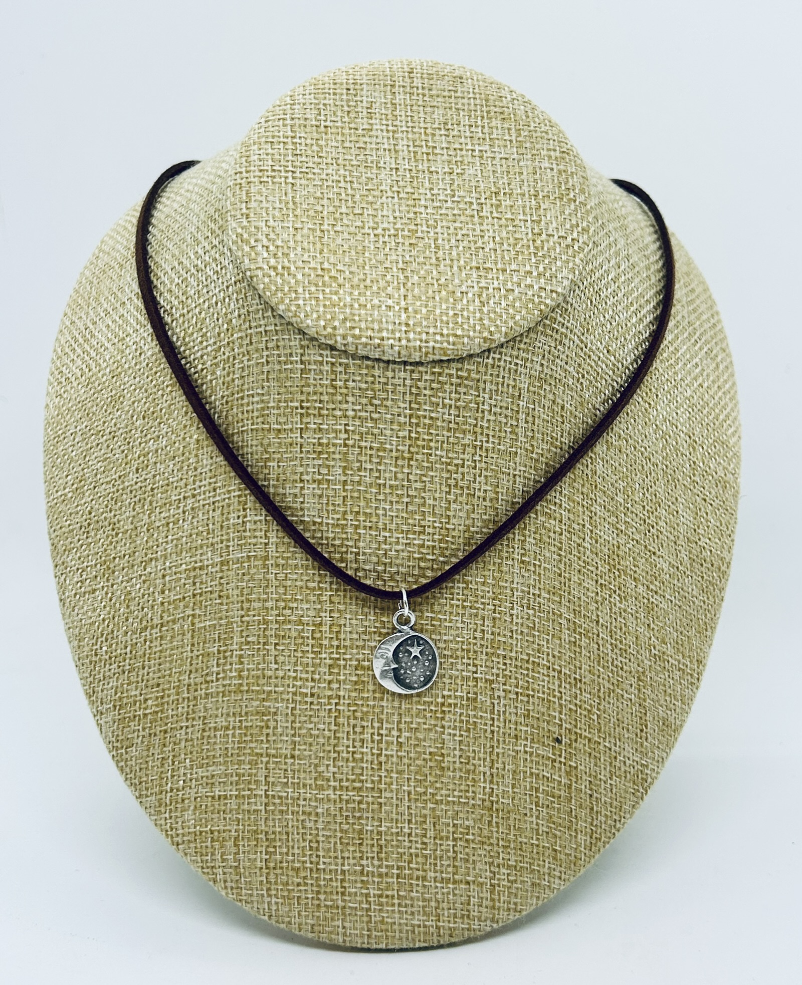 River Suede Man in the Moon Necklace