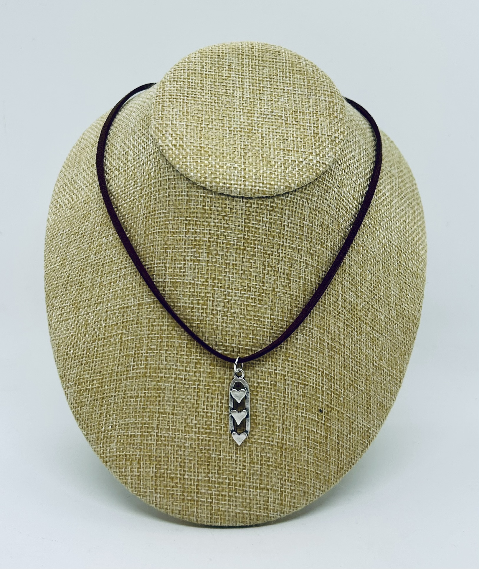 River Suede Triple Heart Necklace